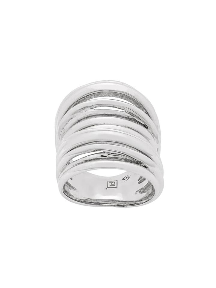 Federica Tosi Embossed Barrel Ring - Silver