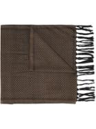 Eleventy Dotted Fringed Scarf, Men's, Brown, Silk/wool