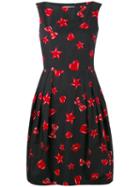Moschino - Heart And Star Print Dress - Women - Silk/cotton/viscose - 40, Black, Silk/cotton/viscose