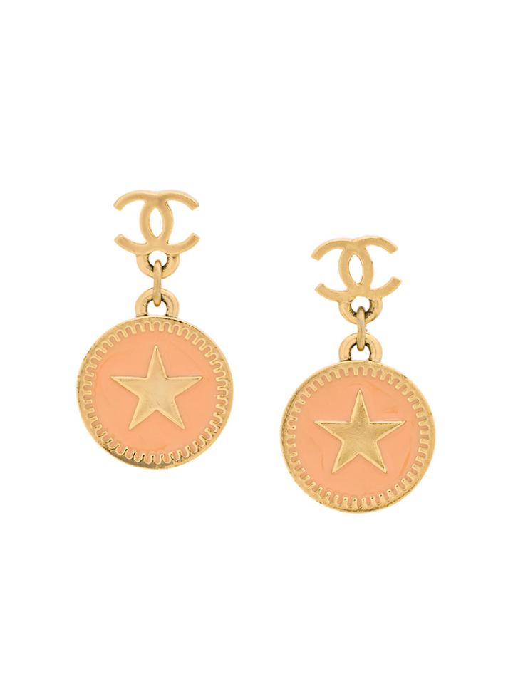 Chanel Vintage Star Coin Earrings - Metallic