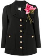 Gucci Floral Detail Fitted Jacket - Black