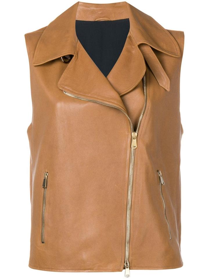 Brunello Cucinelli Sleeveless Biker Jacket - Brown