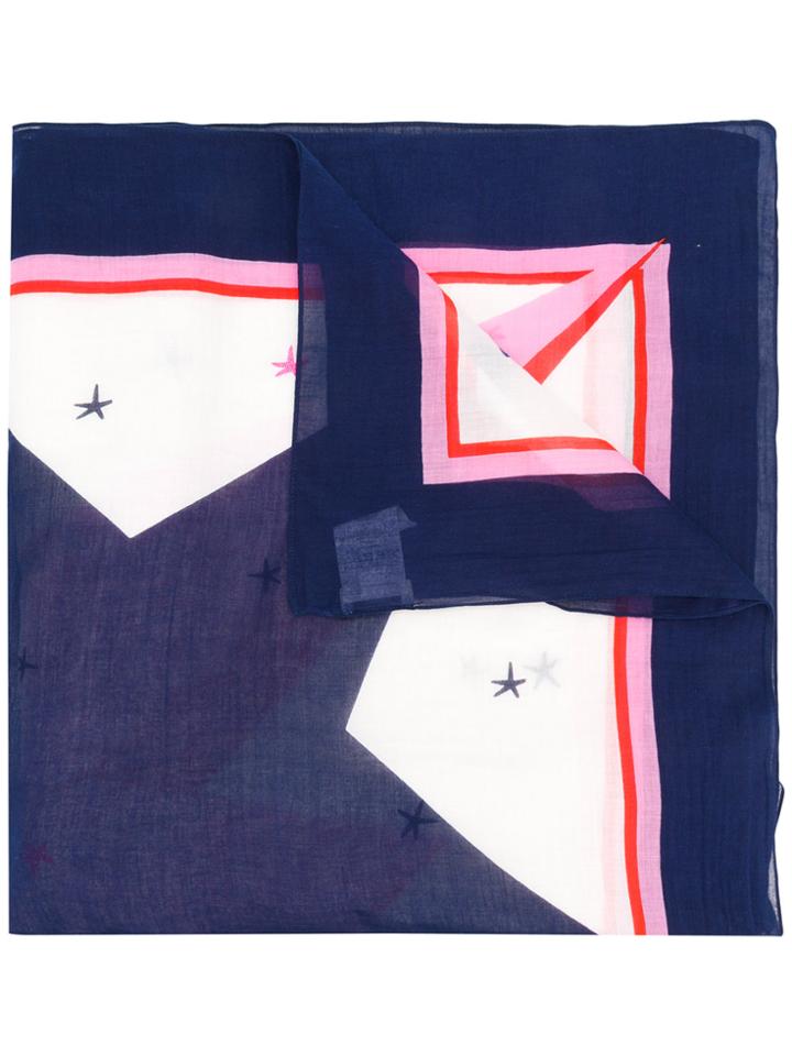 Closed Colour-block Scarf - Blue