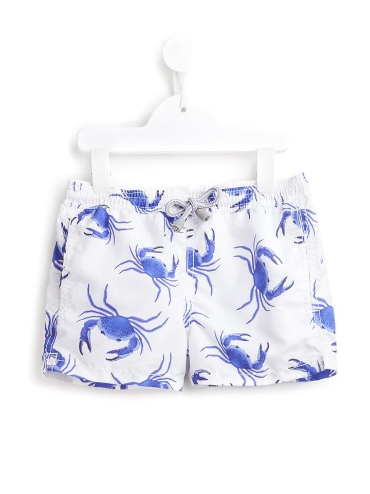 Mc2 Saint Barth Kids Crab Print Swimming Trunks, Boy's, Size: 6 Yrs, White