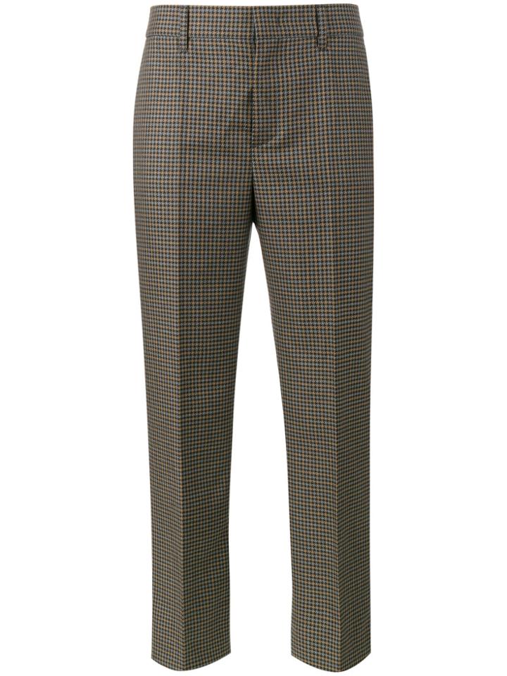 Prada Cropped Houndstooth Trousers - Grey