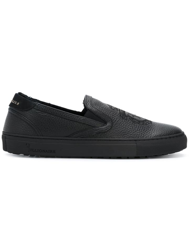 Billionaire Logo Slip-on Sneakers - Black