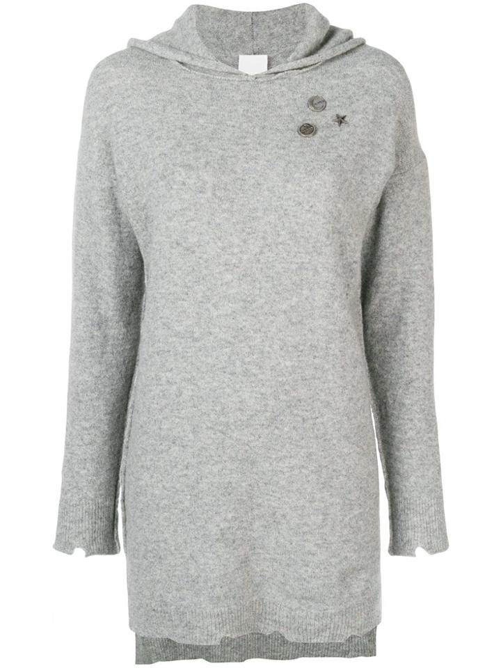 Pinko Distressed Hem Hooded Jumper - Grey
