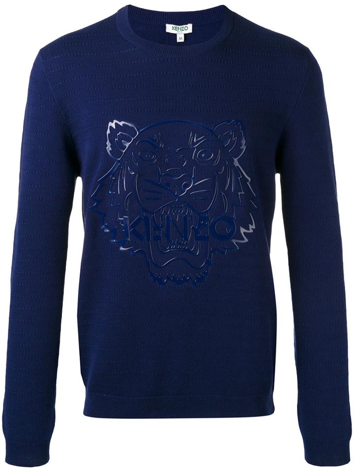 Kenzo Tiger Patch Jumper, Men's, Size: Large, Blue, Cotton