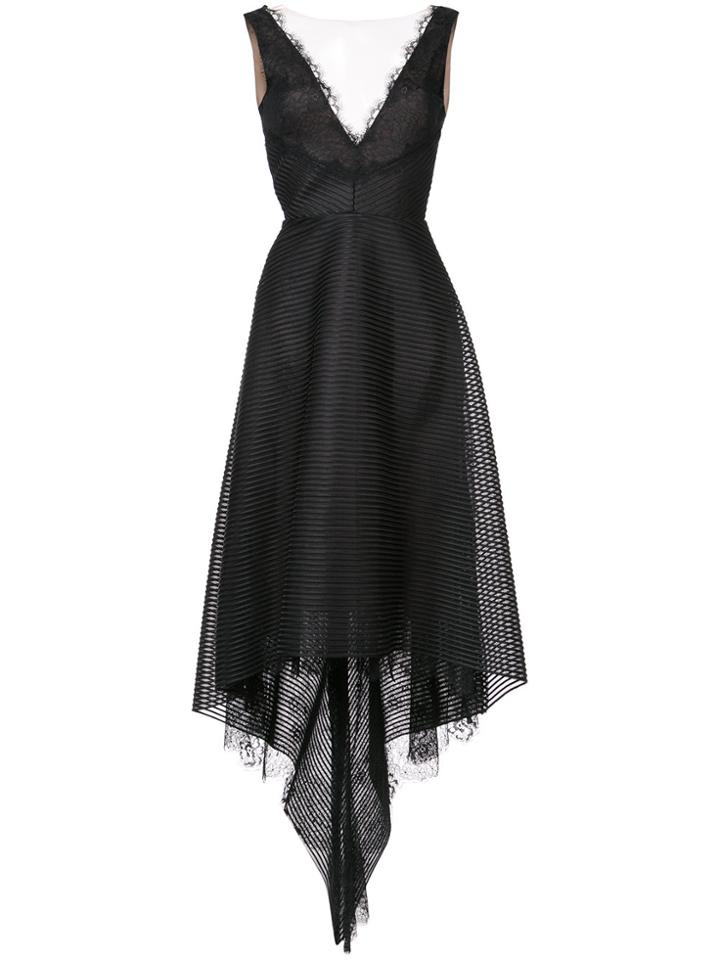 Marchesa Notte Plunge High Low Gown - Black