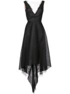 Marchesa Notte Plunge High Low Gown - Black