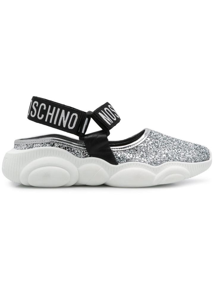 Moschino Teddy Run Glitter Sneakers - Silver