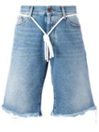 Off-white Frayed Denim Shorts, Men's, Size: 34, Blue, Cotton/polyester