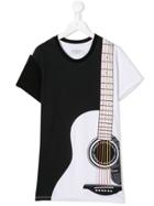 John Galliano Kids Teen Guitar Print T-shirt - Black