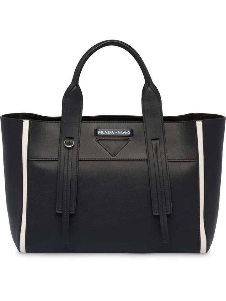 Prada Prada Ouverture Medium Leather Bag - Black