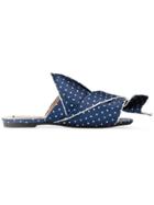 No21 Polka Dot Flat Mules - Blue