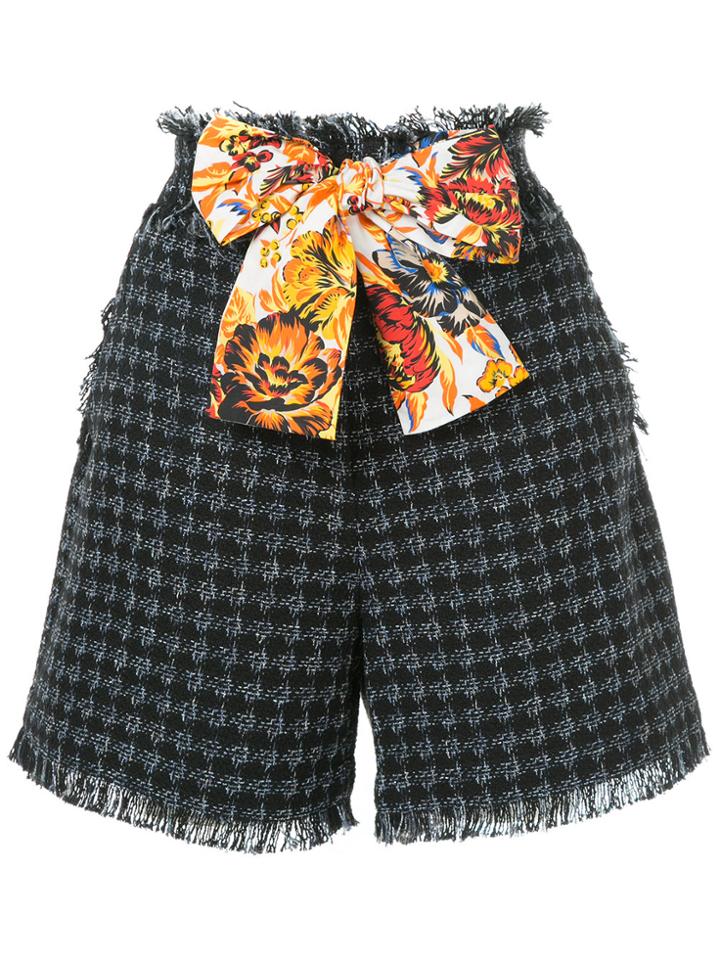 Msgm Frayed Tweed Shorts - Black
