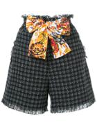 Msgm Frayed Tweed Shorts - Black
