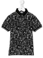 Dolce & Gabbana Kids Trumpet Print Polo Shirt, Boy's, Size: 8 Yrs, Black