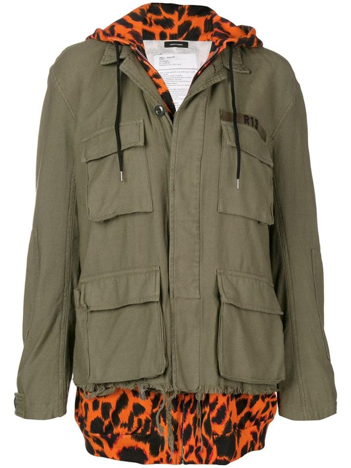 R13 Built-in Hoodie Field Jacket - Green