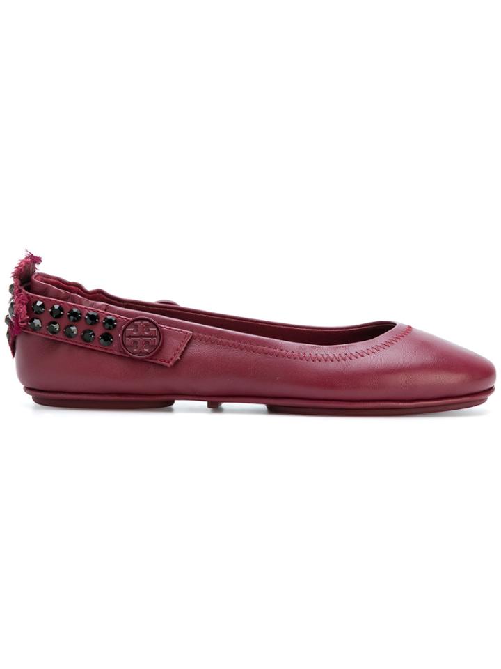 Tory Burch Minnie Embellished Two-way Ballet Flats - Red