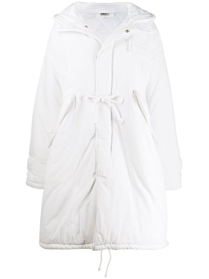 Mm6 Maison Margiela Padded Hooded Oversized Coat - White