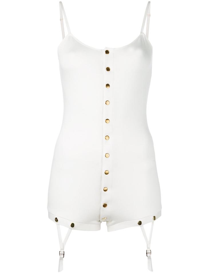 Murmur - Teddy Bodysuit Blouse - Women - Silk/viscose/nylon/spandex/elastane - S, White, Silk/viscose/nylon/spandex/elastane