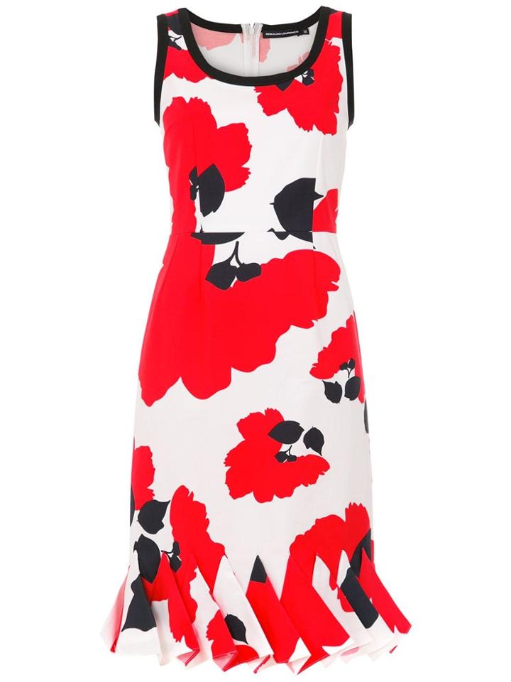 Reinaldo Lourenço Printed Pleated Dress - Red