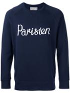 Maison Kitsuné Parisien Print Sweatshirt, Men's, Size: Large, Blue, Cotton