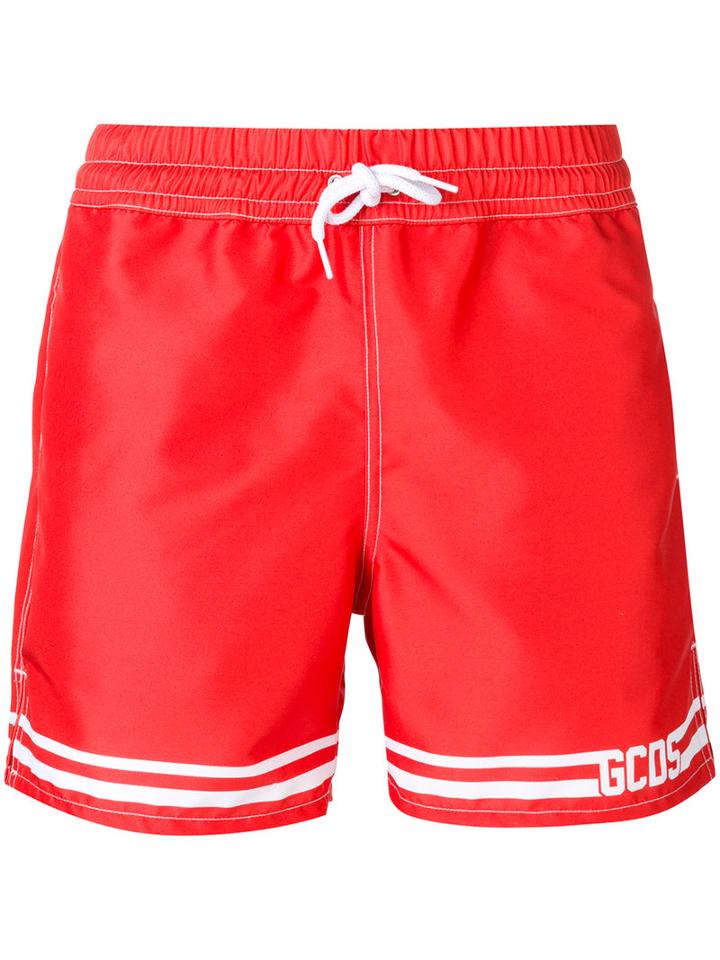 Gcds Drawstring Swim Shorts, Men's, Size: Medium, Red, Polyester