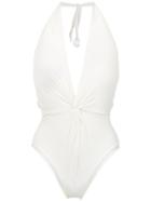 Martha Medeiros Halterneck Twisted Detail Swimsuit - White