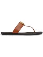 Gucci Leather Thong Sandal With Double G - Brown