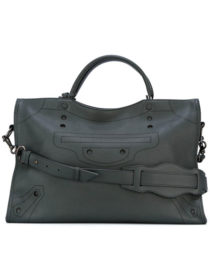 Balenciaga City Tote, Women's, Grey, Calf Leather