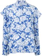 Msgm Floral Print Shirt - Blue