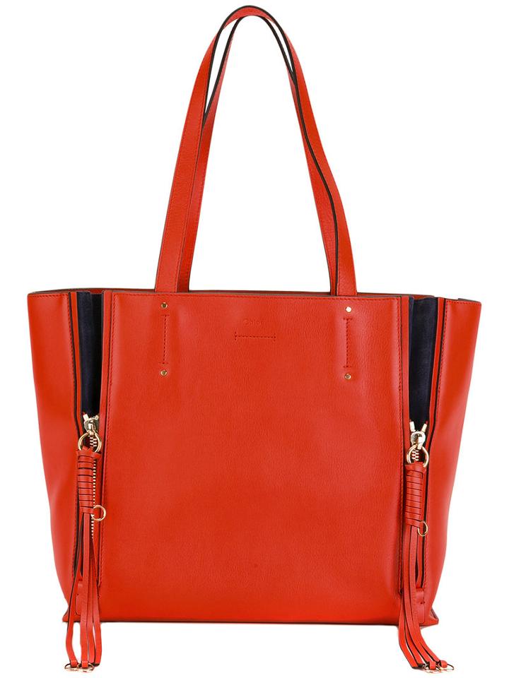 Chloé - Milo Tote Bag - Women - Cotton/calf Leather/calf Suede - One Size, Red, Cotton/calf Leather/calf Suede
