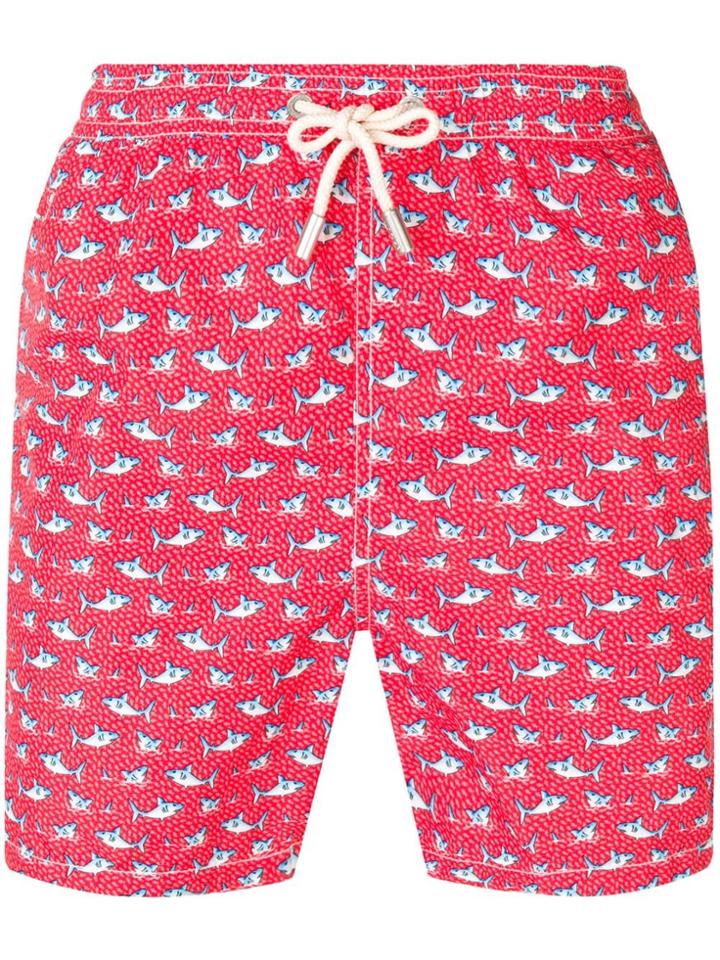Mc2 Saint Barth Shark Print Swimming Shorts - Red