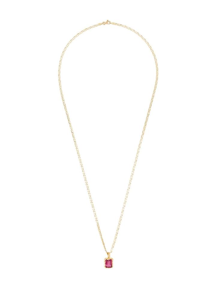 Anais Rheiner 18k Gold And Pink Rubelite Pendant Necklace