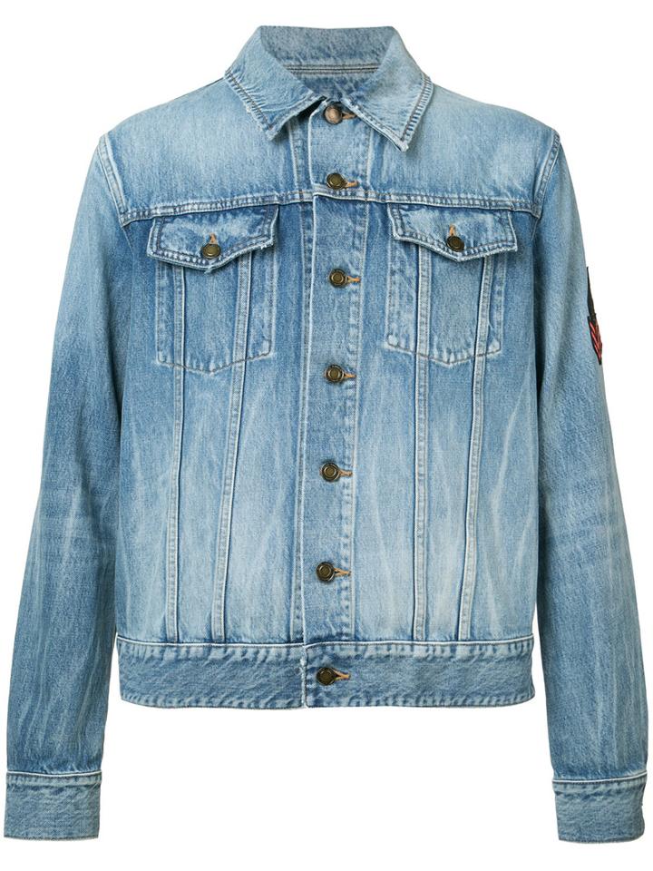 Saint Laurent - Patch Detail Denim Jacket - Men - Cotton - S, Blue, Cotton
