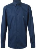 Etro Embroidered Logo Shirt, Men's, Size: 41, Blue, Cotton/spandex/elastane