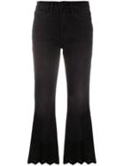 Frame Perforated Cuff Cropped Jeans - Black
