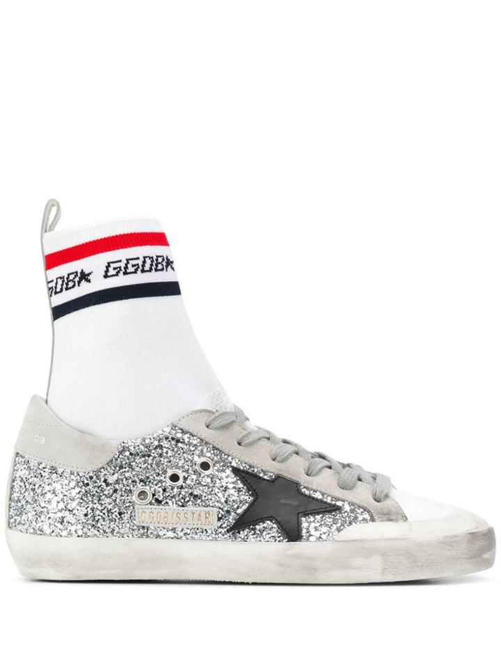Golden Goose Sequin Star Sneakers - Silver