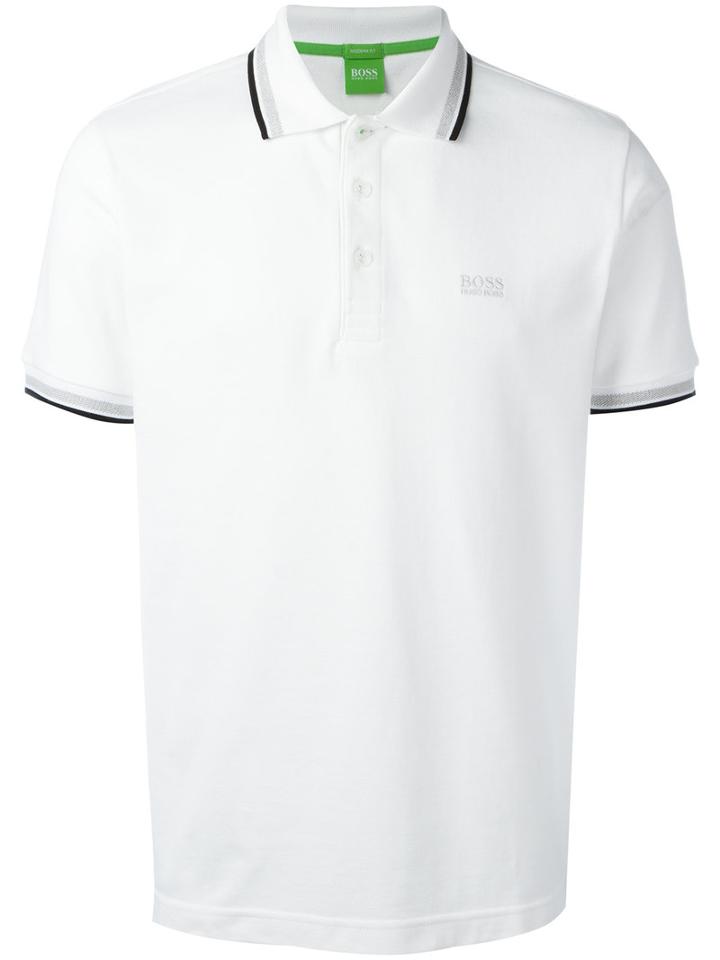 Boss Hugo Boss Logo Embroidered Polo Shirt, Men's, Size: Medium, White, Cotton