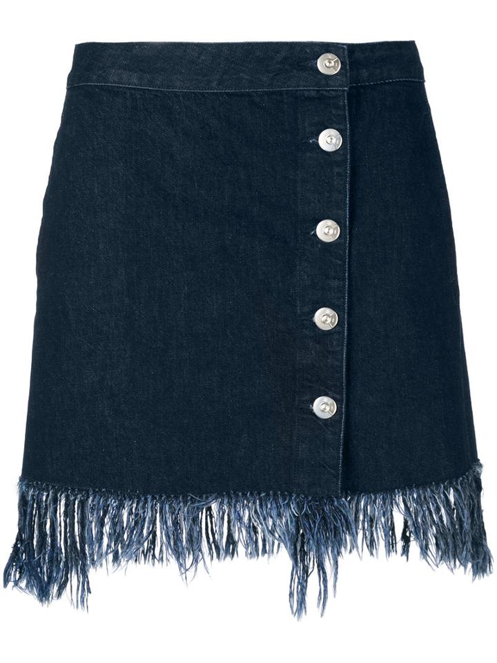 3x1 - Frayed Denim Skirt - Women - Cotton - S, Blue, Cotton