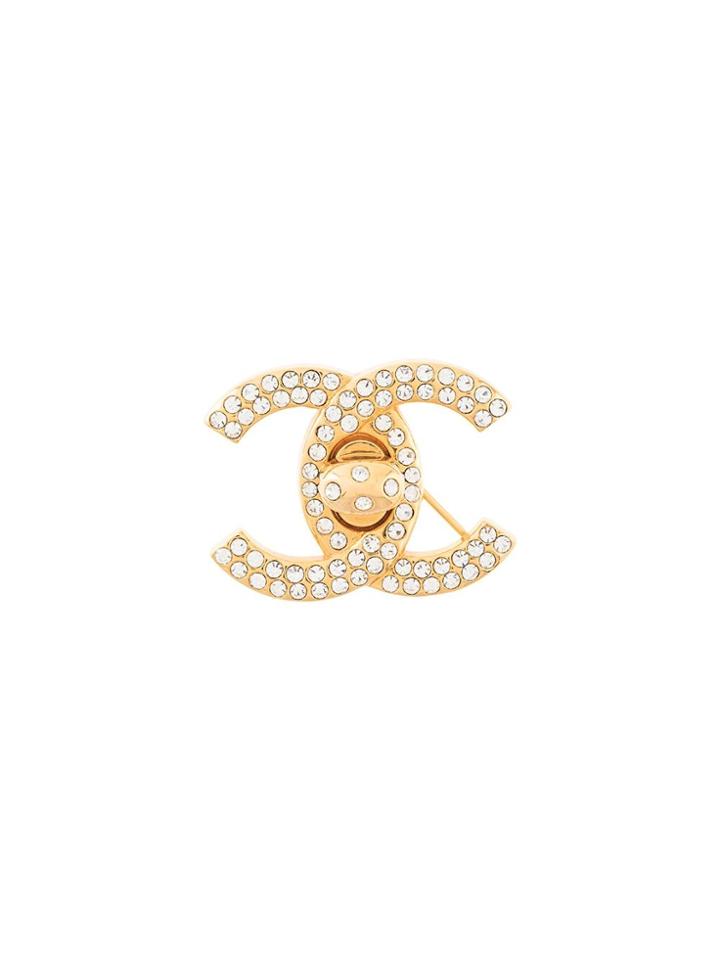 Chanel Pre-owned Cc Turnlock Brooch - Gold