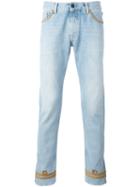 Palm Angels Gold-tone Piping Skinny Jeans, Men's, Size: 30, Blue, Cotton/polyester/metallic Fibre