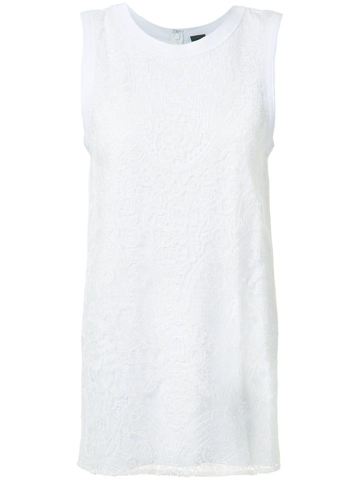 Vera Wang Lace Panel Tank Top, Women's, Size: Medium, White, Cotton/satin Ribbon