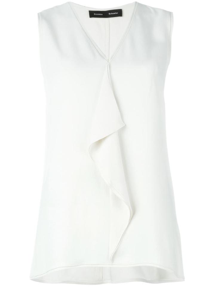 Proenza Schouler Ruffled Front Blouse, Women's, Size: 10, White, Acetate/viscose