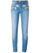Moschino Diamond Embroidery Skinny Jeans, Women's, Size: 40, Blue, Cotton/other Fibers