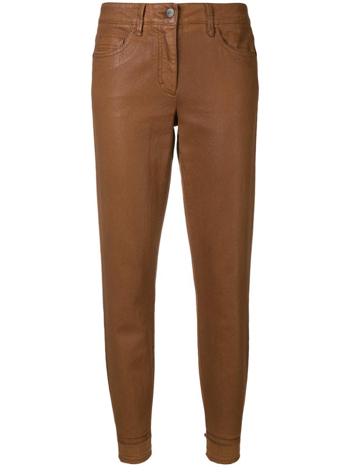 Luisa Cerano Coated Tapered Leg Jeans - Brown