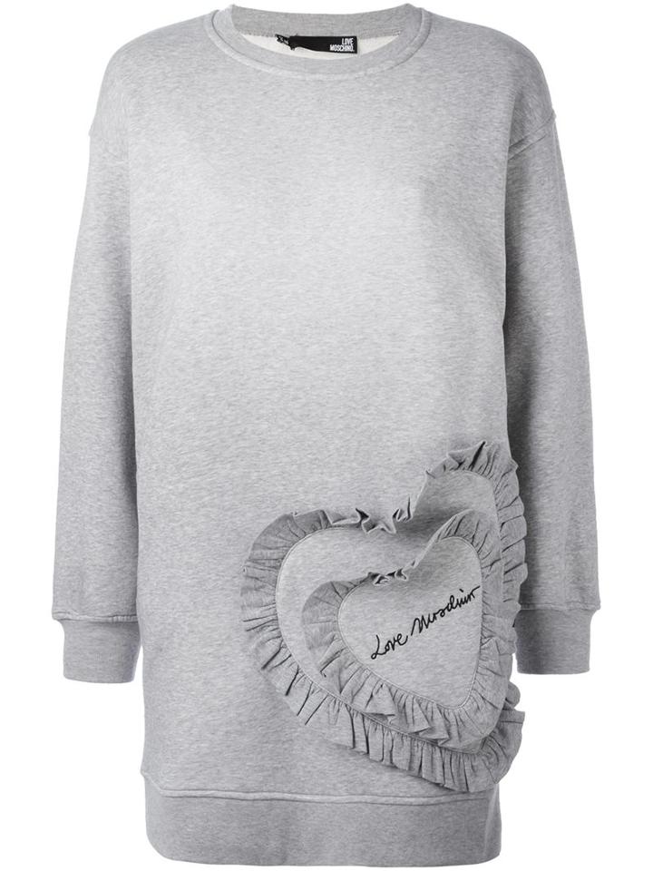 Love Moschino Heart Detail Dress, Women's, Size: 40, Grey, Cotton/polyester