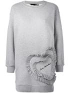 Love Moschino Heart Detail Dress, Women's, Size: 40, Grey, Cotton/polyester